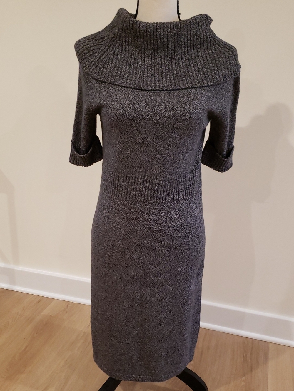 Ann Taylor Charcoal Gray Knit Sweater Dress